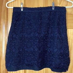 Navy Lace A-line Skirt